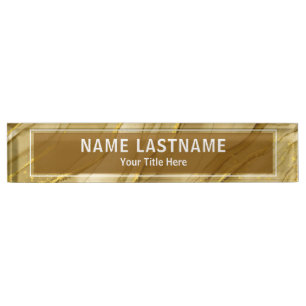Modern Gold Marble Sign for Business & Office Nameplate