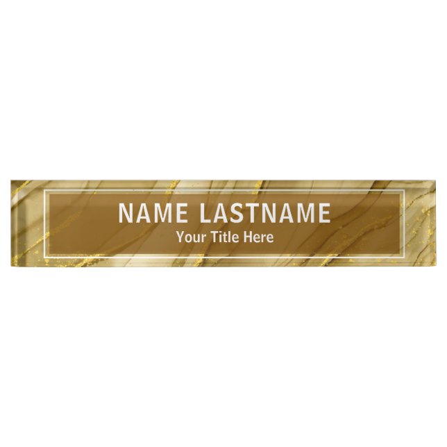 Modern Gold Marble Sign for Business & Office Nameplate (Front)