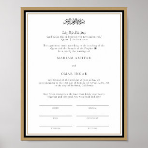 Modern Gold Marriage Certificate Wedding Keepsake Poster