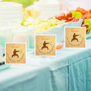 Modern Gold Martial Arts Karate Kids 8th Birthday Napkin