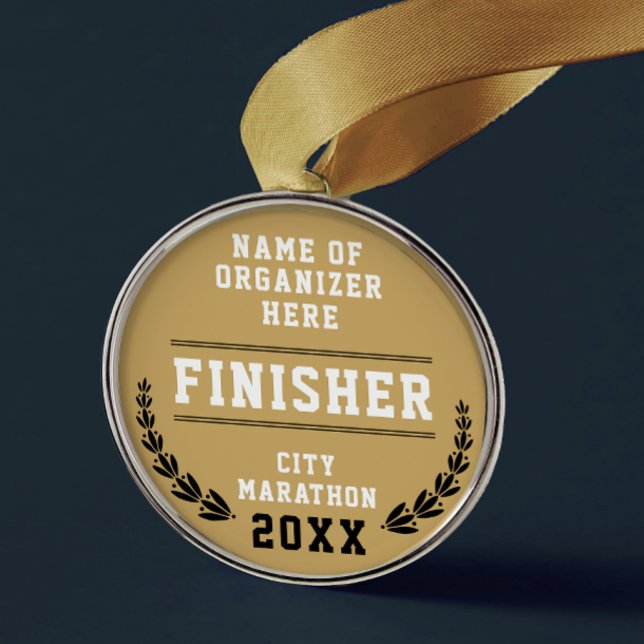 Modern Gold Medal Champion Sport Race Finish Medal Metal Ornament (Creator Uploaded)