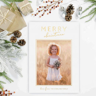 Modern Gold Merry Christmas Holiday Photo Card
