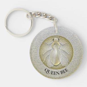 Modern Gold Metal Bee Coin Key Ring