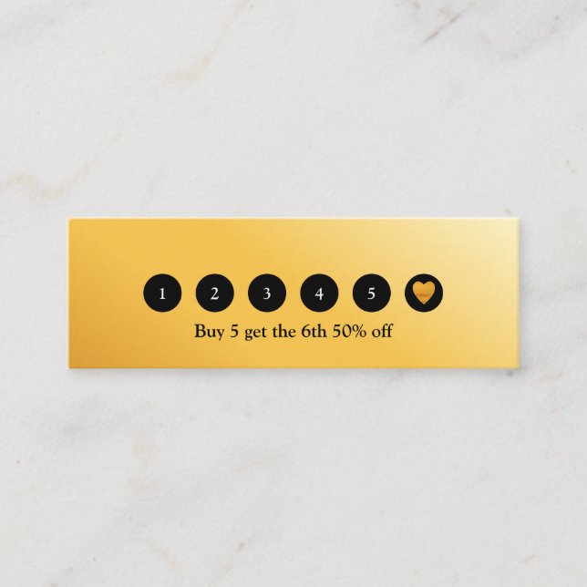 Modern Gold Metallic 6 Punch Loyalty Card (Front)