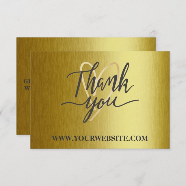 Modern Gold Metallic Business Thank You Card (Front/Back)