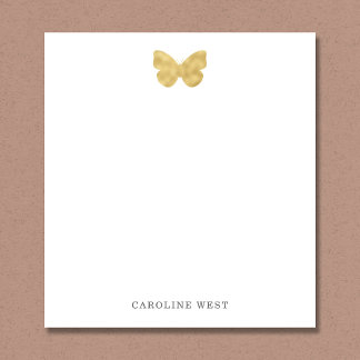 Modern Gold Metallic Butterfly Personalised Notepad