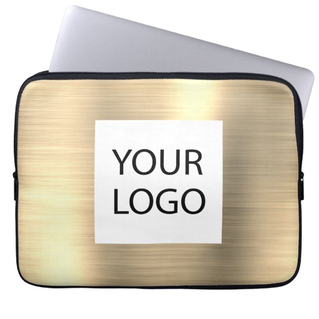 Modern Gold Metallic - Custom Logo Promotional Laptop Sleeve (Front)