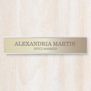 Modern Gold Metallic Name Job Title Door Sign