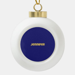 Modern Gold Midnight Blue Colour Plain Unique Ceramic Ball Christmas Ornament
