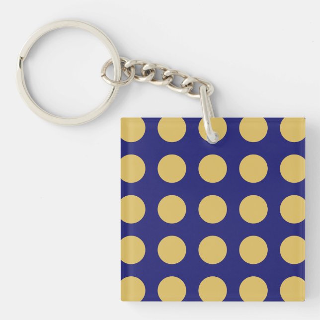 Modern Gold Midnight Blue Colour Plain Unique Key Ring (Front)