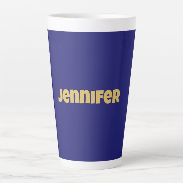 Modern Gold Midnight Blue Colour Plain Unique Latte Mug (Front)