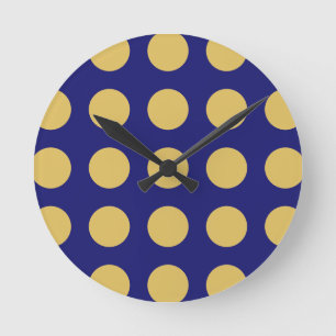 Modern Gold Midnight Blue Colour Plain Unique Round Clock