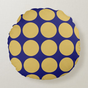 Modern Gold Midnight Blue Colour Plain Unique Round Cushion