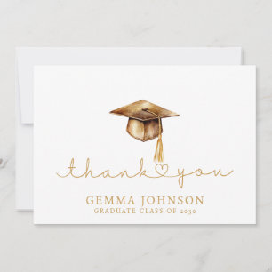 Modern Gold Minimalist Graduation Thank You Card