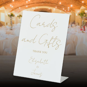 Modern Gold Minimalist Script Cards And Gifts Pedestal Sign