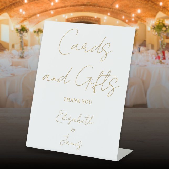 Modern Gold Minimalist Script Cards And Gifts Pedestal Sign (Modern Gold Minimalist Script Cards And Gifts Pedestal Sign)
