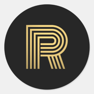 Modern Gold Monogram Classic Round Sticker
