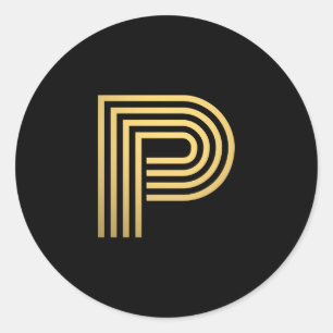 Modern Gold Monogram Classic Round Sticker