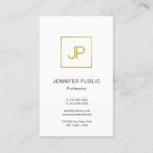 Modern Gold Monogram Elegant Professional Plain Business Card