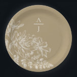 Modern Gold Monogram Floral Paper Plate<br><div class="desc">Bring modern elegance to your reception with this beautiful plate.</div>