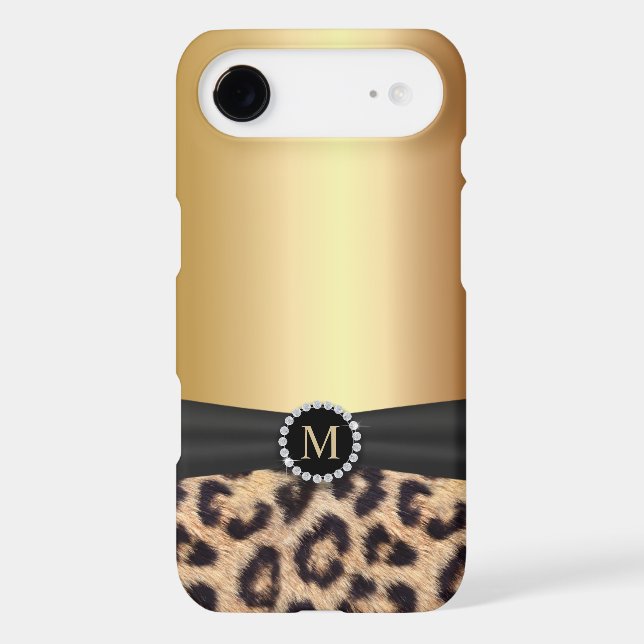 Modern Gold Monogram Leopard Case-Mate iPhone Case (Back)