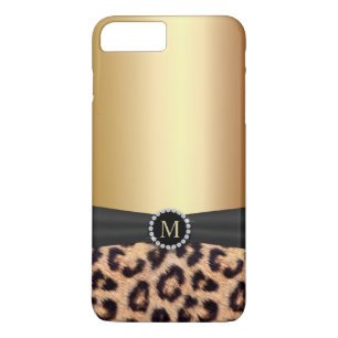 Modern Gold Monogram Leopard iPhone 8 Plus/7 Plus Case