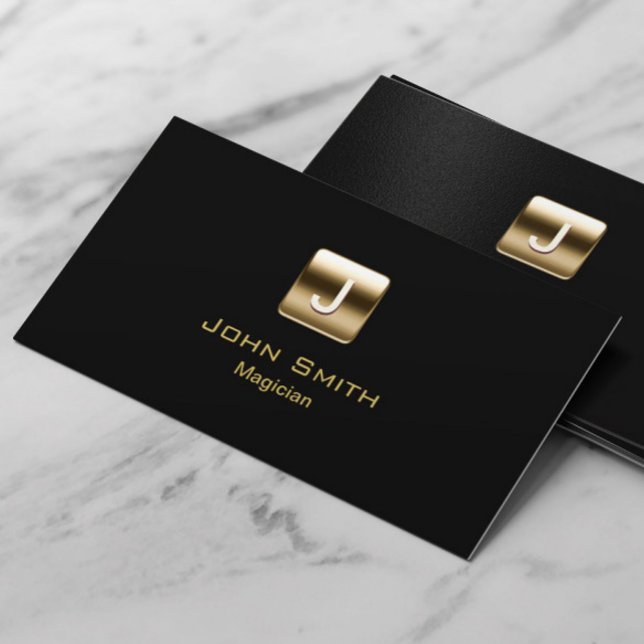 Modern Gold Monogram Magician Business Card (Creator Uploaded)