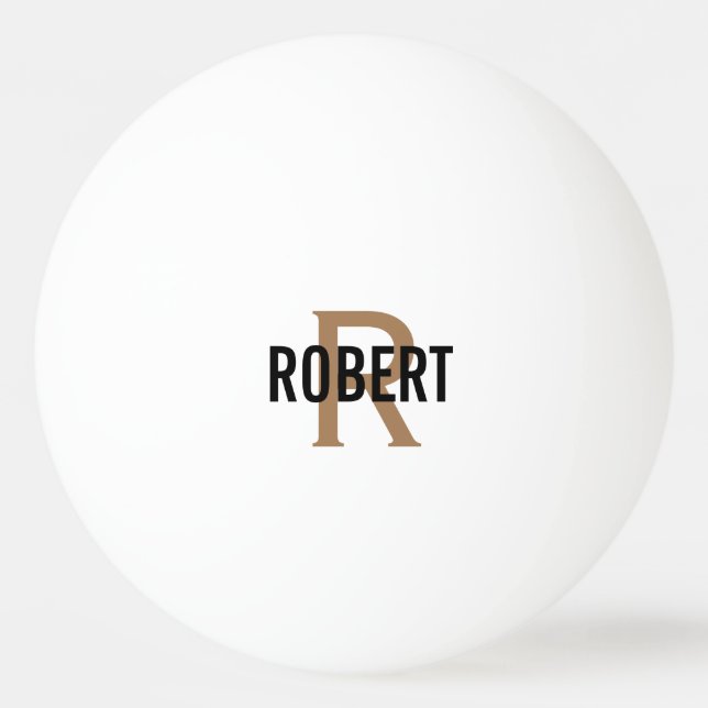 Modern gold monogram name Ping Pong Ball (Front)