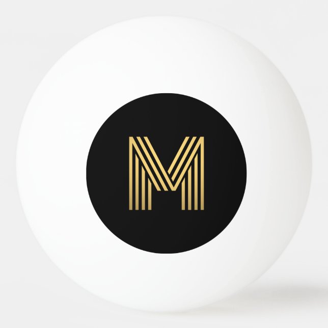 Modern Gold Monogram Ping Pong Ball (Front)