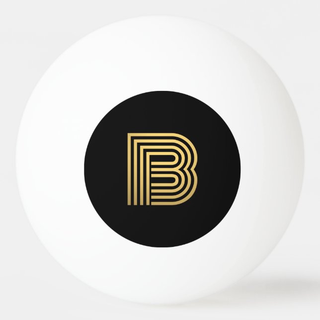 Modern Gold Monogram Ping Pong Ball (Front)