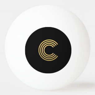 Modern Gold Monogram Ping Pong Ball