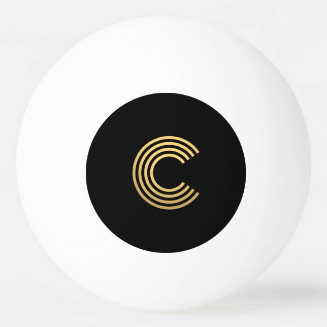 Modern Gold Monogram Ping Pong Ball (Front)