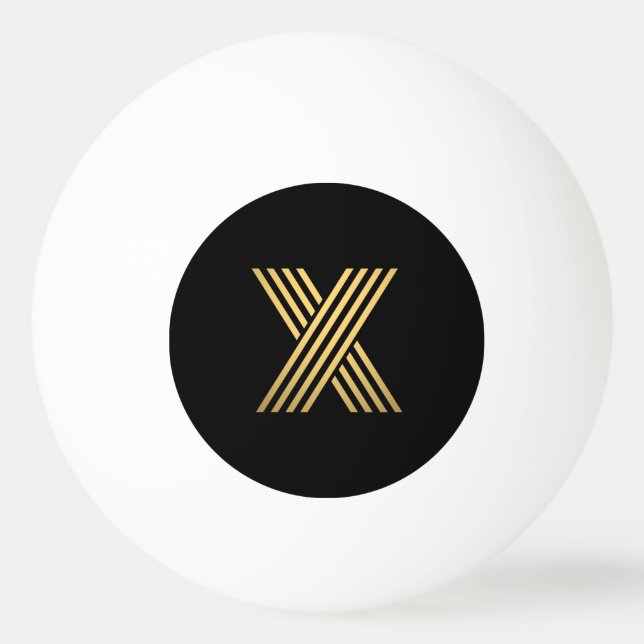 Modern Gold Monogram Ping Pong Ball (Front)