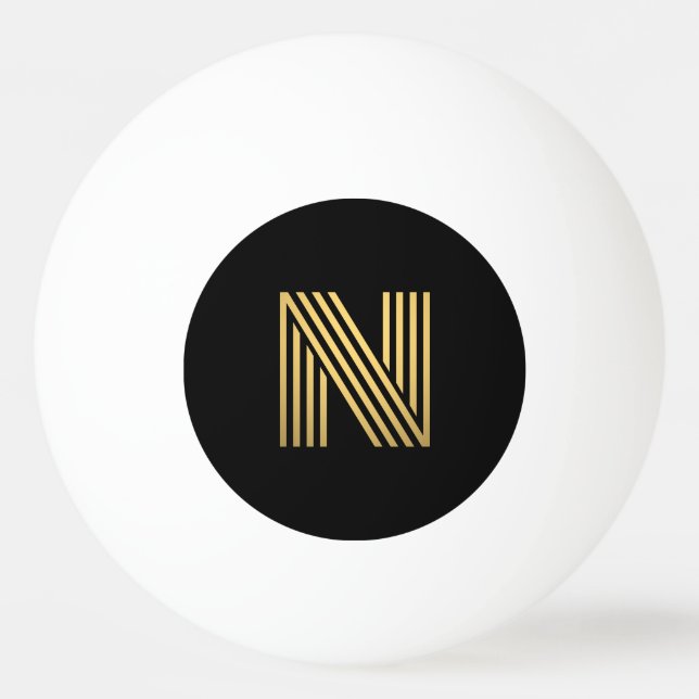 Modern Gold Monogram Ping Pong Ball (Front)