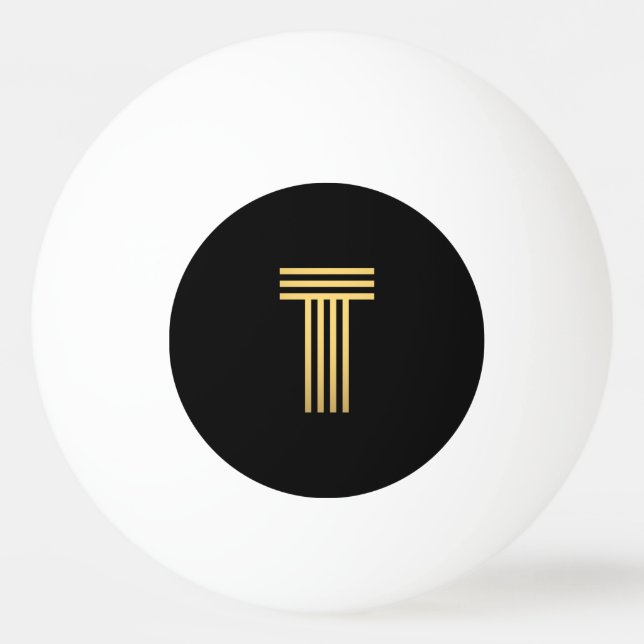 Modern Gold Monogram Ping Pong Ball (Front)