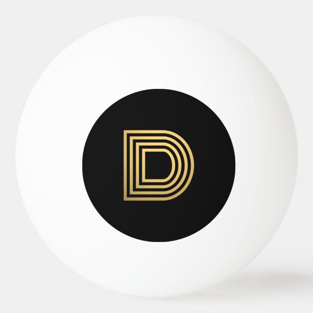 Modern Gold Monogram Ping Pong Ball (Front)