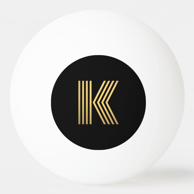 Modern Gold Monogram Ping Pong Ball (Front)