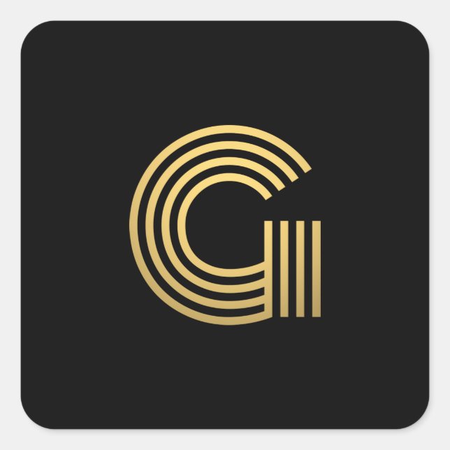 Modern Gold Monogram Square Sticker (Front)