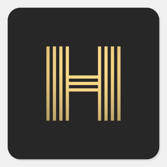 Modern Gold Monogram Square Sticker (Front)