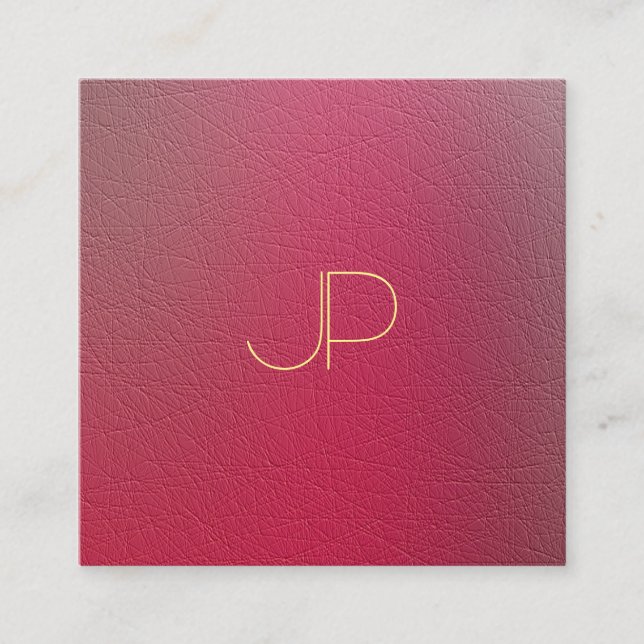 Modern Gold Monogram Structured Textured Look Cool Square Business Card (Front)