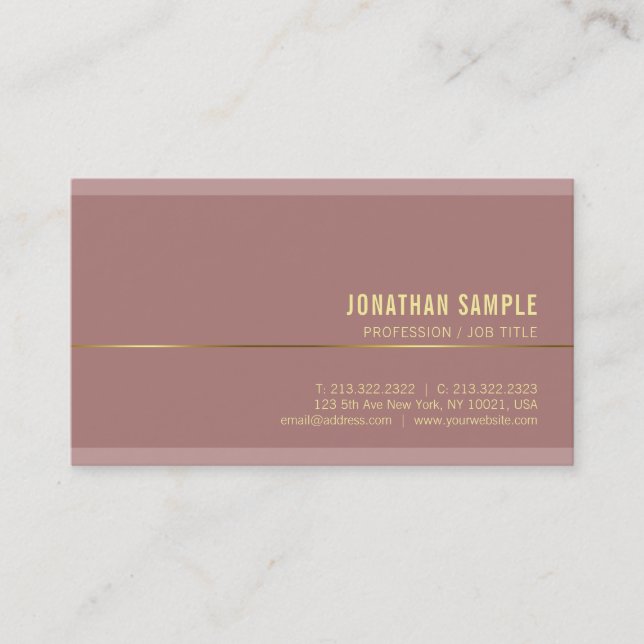 Modern Gold Name Text Elegant Template Luxurious Business Card (Front)