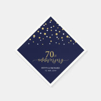 Modern Gold & Navy Blue 70th Anniversary Party