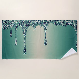 Modern Gold Ombre Marble Glam Metallic Foil  Beach Towel