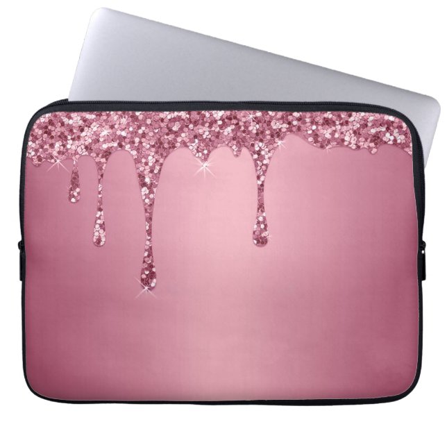 Modern Gold Ombre Marble Glam Metallic Foil Laptop Sleeve (Front)