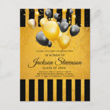 Modern Gold On Black Stripes Graduation Party