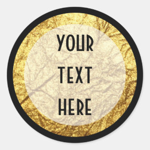 Modern Gold on Black White Stripe Luxury Boutique Classic Round Sticker