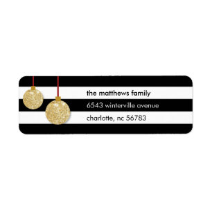 Modern Gold Ornament Striped Address Label Return Address Label