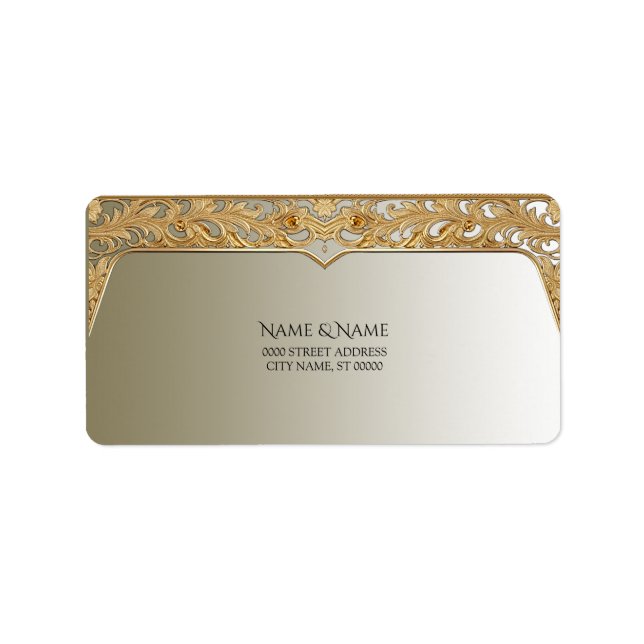 Modern Gold Ornate Address Label (Front)