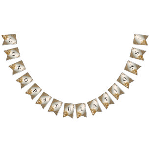 Modern Gold Ornate Floral Bunting Flag