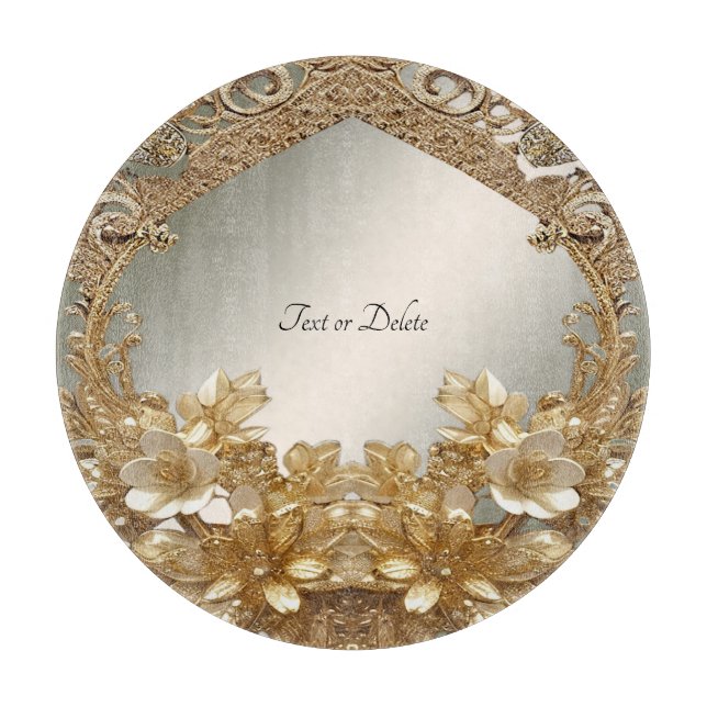 Modern Gold Ornate Floral Cutting Board (Front)